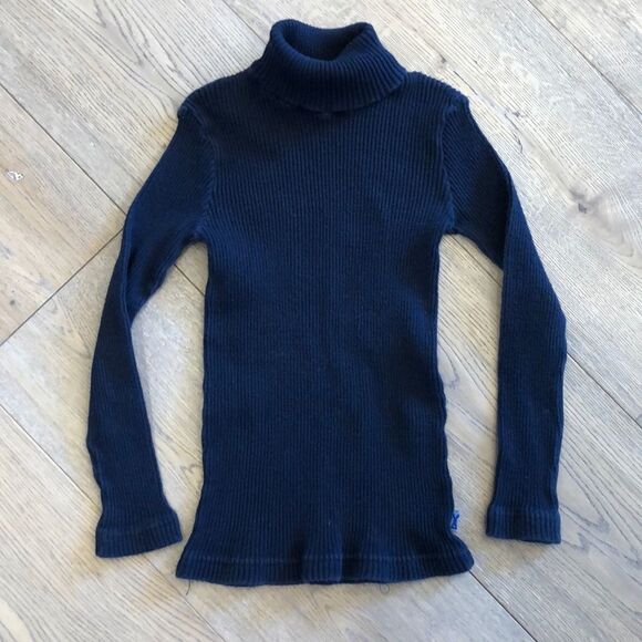 Pappa & Ciccia Navy Ribbed Turtleneck, Girls 6A - Picture 1 of 3